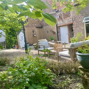 Gezellige tuinset in groene tuin